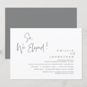 So, We Eloped, Wedding Elopement Party Invitation