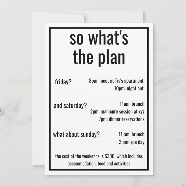 So what's the plan custom add details minimal invitation (Front)
