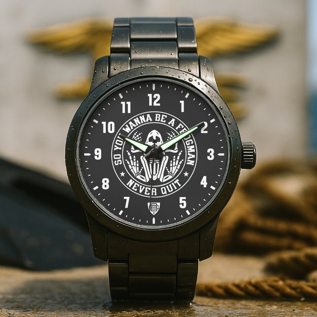 So You Wanna Be A Frogman Patch Black Watch (So You Wanna Be A Frogman - Never Quit Patch Black Stainless Steel Watch)