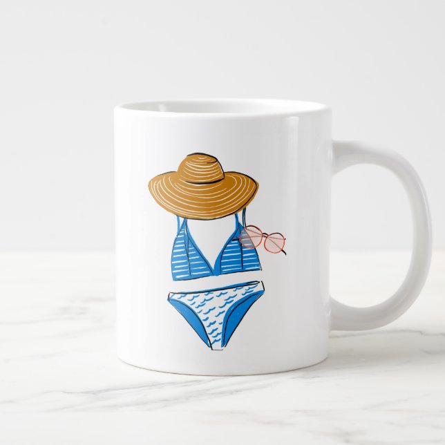 Soak up the Sun - Blue Swimsuit 2 Large Coffee Mug (Right)