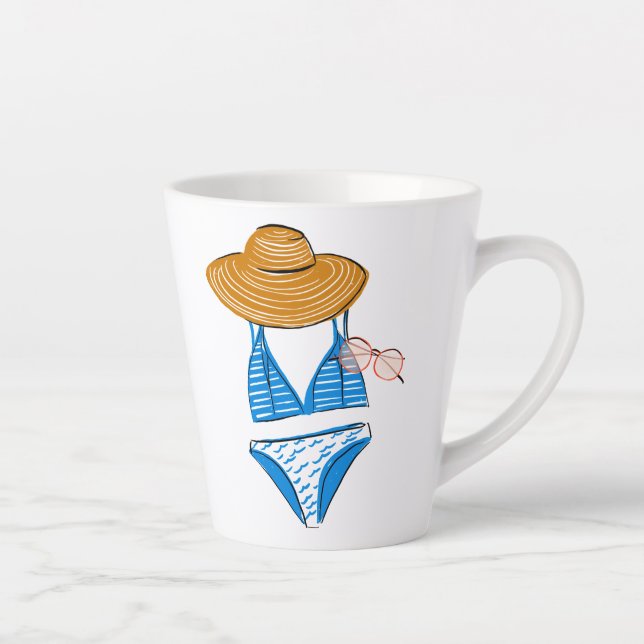 Soak up the Sun - Blue Swimsuit 2 Latte Mug (Right)