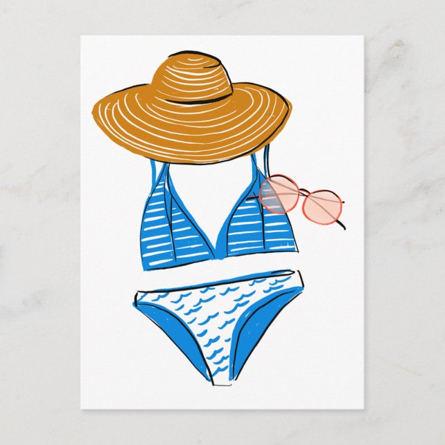 Soak up the Sun - Blue Swimsuit Postcard (Front)