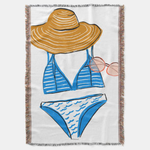 Soak up the Sun - Blue Swimsuit Throw Blanket