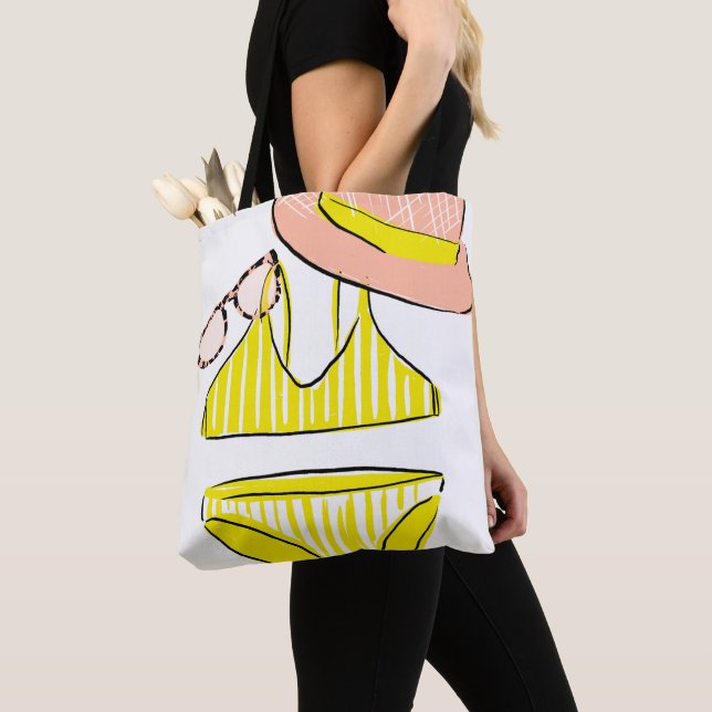 Soak up the Sun - Yellow Swimsuit Tote Bag (Close Up)