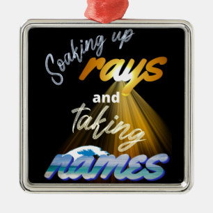 Soaking Up Rays and Taking Names Summertime Metal Tree Decoration