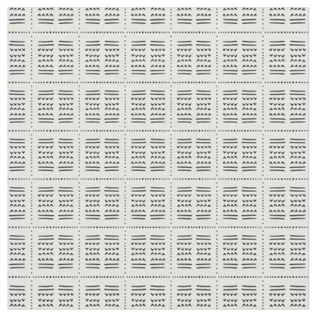 soala mudcloth ethnic arrow lines boho black white fabric (Close Up)