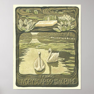 Soap Ad With 2 Swans Poster