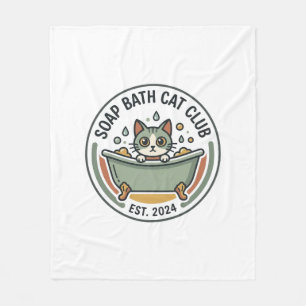 Soap Bath Cat POD Vector Art - Soap Bath Cat Club_ Fleece Blanket