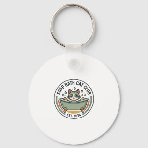 Soap Bath Cat POD Vector Art - Soap Bath Cat Club_ Key Ring