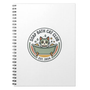 Soap Bath Cat POD Vector Art - Soap Bath Cat Club_ Notebook