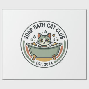 Soap Bath Cat POD Vector Art - Soap Bath Cat Club_ Wrapping Paper