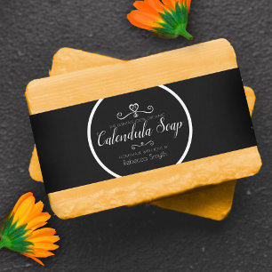 Soap beauty product information wrap black label invitation belly band