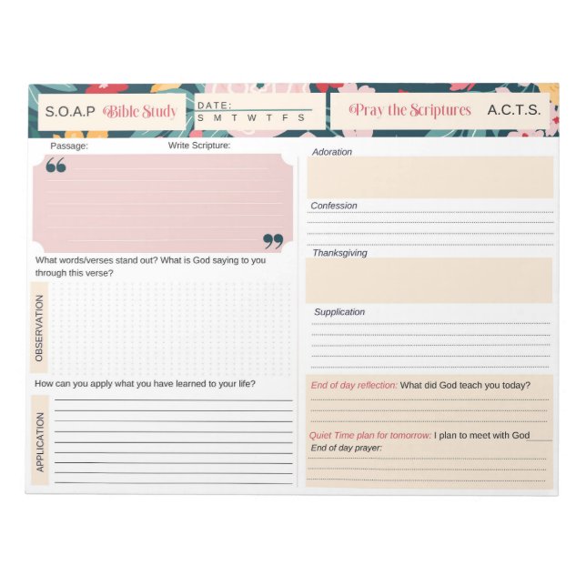 SOAP Bible Study Journal Notepad (Front)