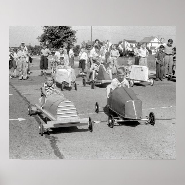 Soap Box Derby, 1940. Vintage Photo Poster (Front)