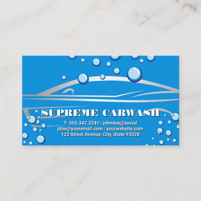 Soap Bubbles | Auto Sports Car Background Business Card (Front)