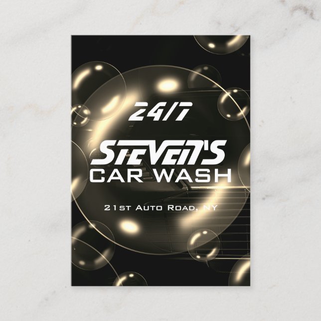 Soap bubbles car wash  business card (Front)