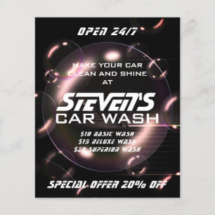 Soap bubbles car wash  flyer