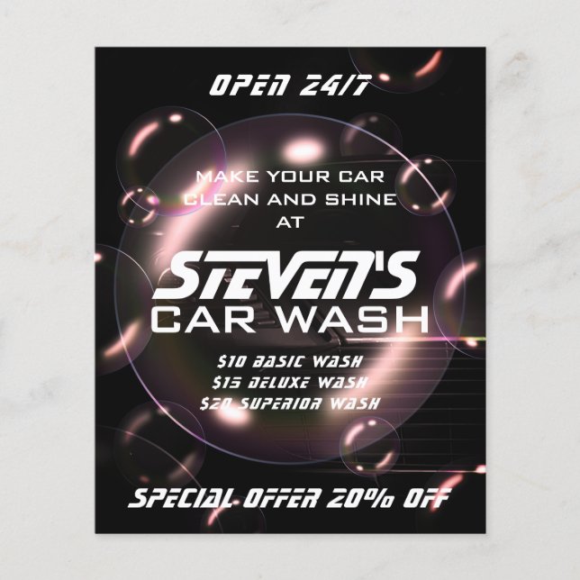 Soap bubbles car wash  flyer (Front)