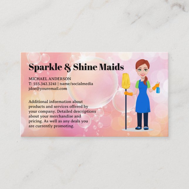 Soap Bubbles | Cleaner Maid Business Card (Front)