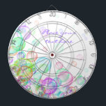 Soap Bubbles Dartboard<br><div class="desc">If you have a business related to children, or if you make scented soap, or if you simply love soap bubbles, this is the design for you. It is a cheerful and dynamic illustration of soap bubbles with all the colours of the rainbow floating in the air. Choose these colourful...</div>