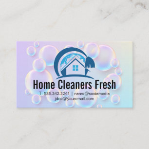 Soap Bubbles House Cleaner Logo Business Card