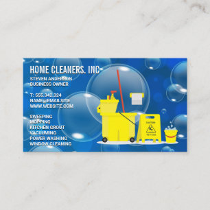 Soap Bubbles   Mopping Equipment  Business Card