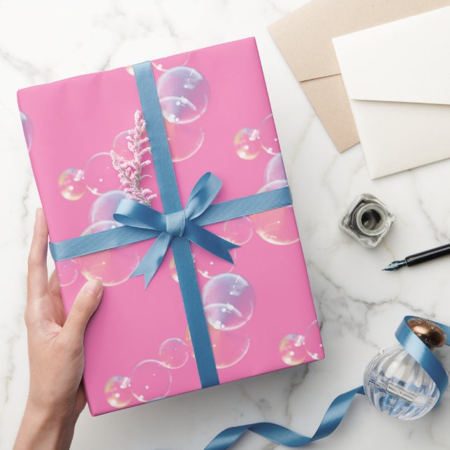 Soap Bubbles On Pink Wrapping Paper (Gifting)