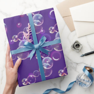 Soap Bubbles On Purple Wrapping Paper