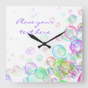 Soap Bubbles Square Wall Clock
