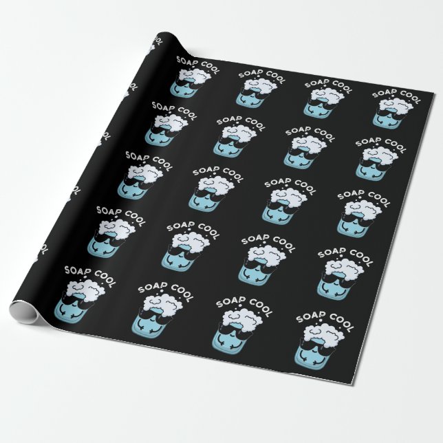 Soap Cool Funny Soap Pun Dark BG Wrapping Paper (Unrolled)