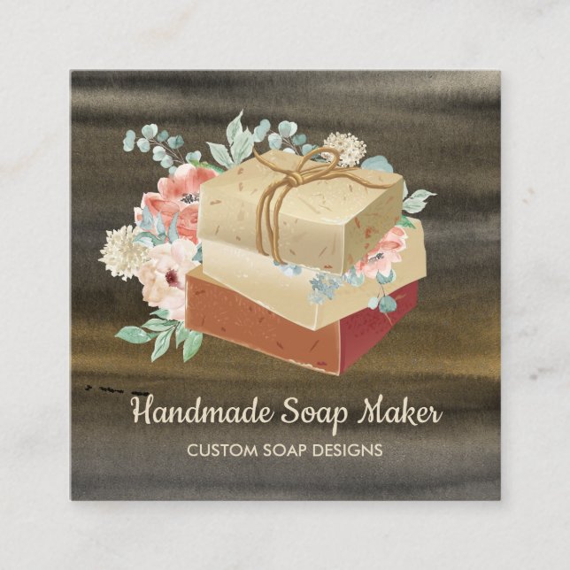Soap Handmade Bath Organic Square Business Card (Front)