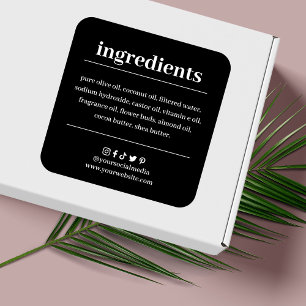 Soap Ingredient List Product Label