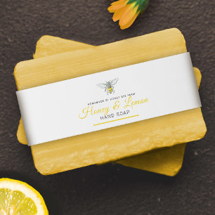 Soap label honey bee yellow custom belly band invitation belly band