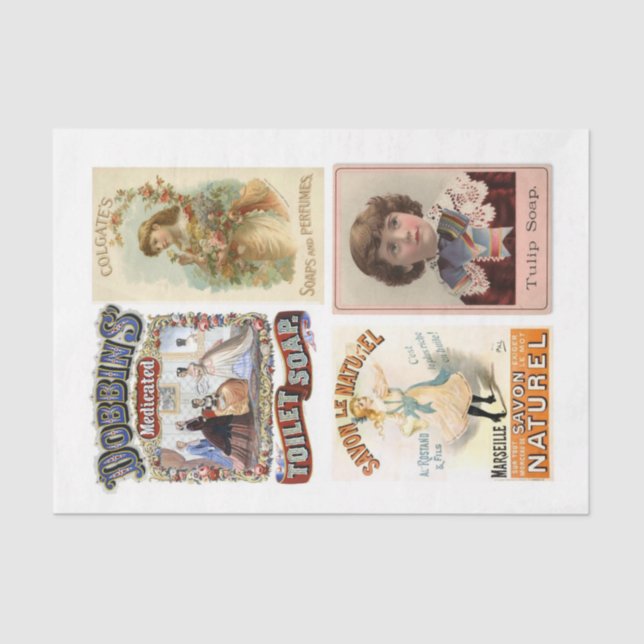 Soap labels 17 10x15 Vintage Decoupage Tissue Paper (Front)
