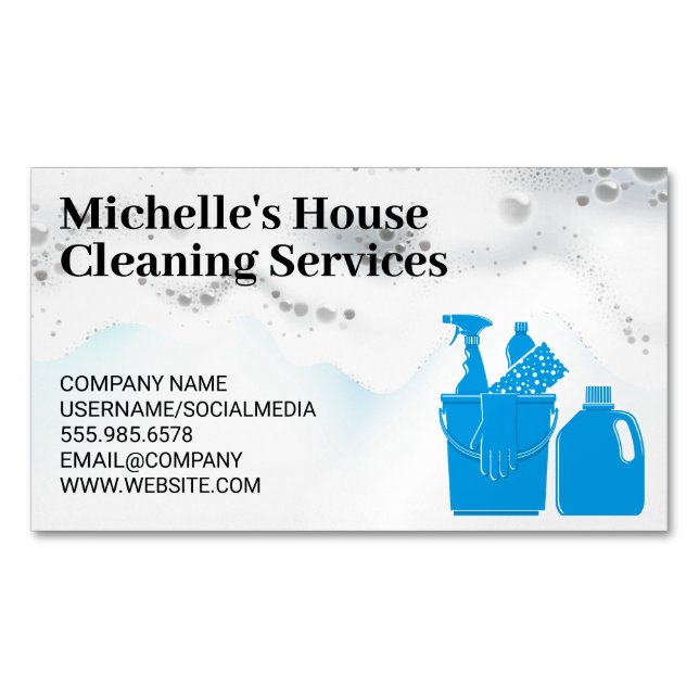 Soap Lather | Cleaning Supplies Magnetic Business Card (Front)