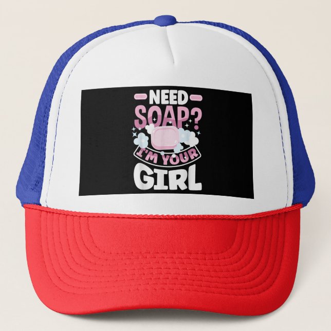 Soap Making Soap Maker Funny Trucker Hat (Front)