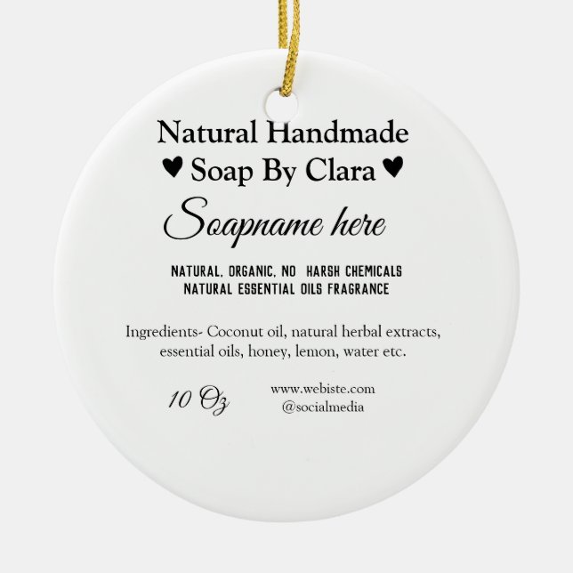 soap name weight website ingredients details text ceramic tree decoration (Front)