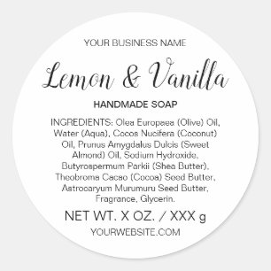 Soap or Skincare Handmade Round Product Label