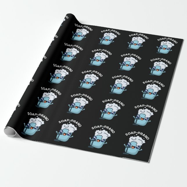 Soap-prano Funny Soprano Soap Pun Dark BG Wrapping Paper (Unrolled)