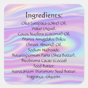 Soap Skincare BodybalmIngredient Listing Holograph Square Sticker