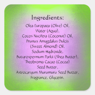 Soap Skincare Bodycare Ingredient Listing Pink Square Sticker
