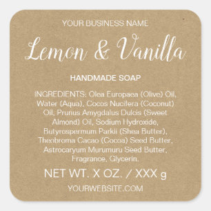Soap Skincare Handmade Kraft Square Product Label