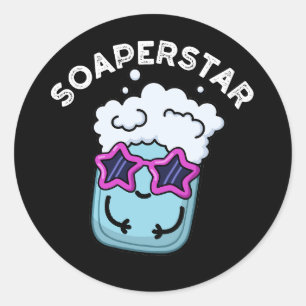 Soaperstar Funny Soap Pun Dark BG Classic Round Sticker