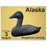 Soapstone Eider Duck - Alaska Postage Photo Sculpture Magnet<br><div class="desc">A postage stamp from a mythical independant Alaska featuring a soapstone carving of an Eider Duck. Text reading, "Alaska, " "Postage 3 Nuggets, " and "Spastone Carving" also appears. The Common Eider, Somateria mollissima, is the largest duck found in Europe and in North America (except for the Muscovy Duck which...</div>