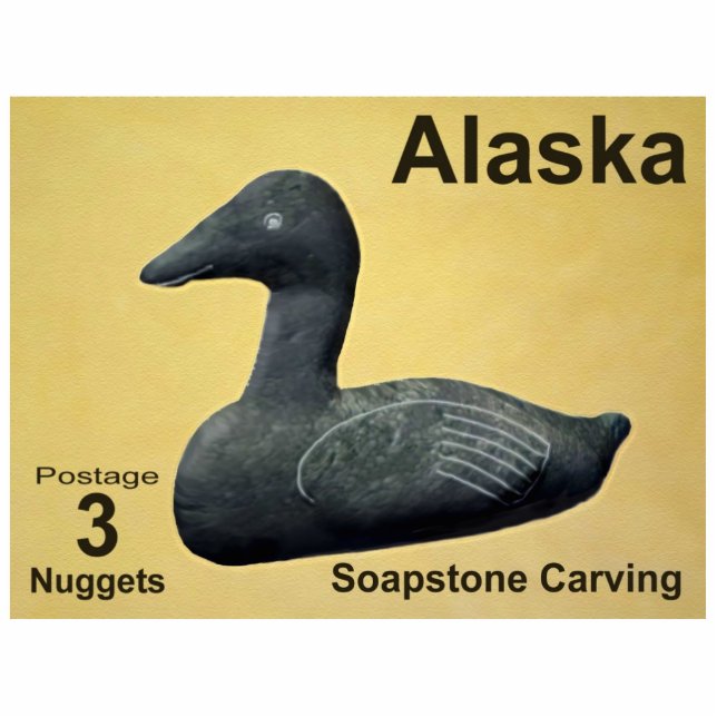 Soapstone Eider Duck - Alaska Postage Photo Sculpture Magnet (Front)