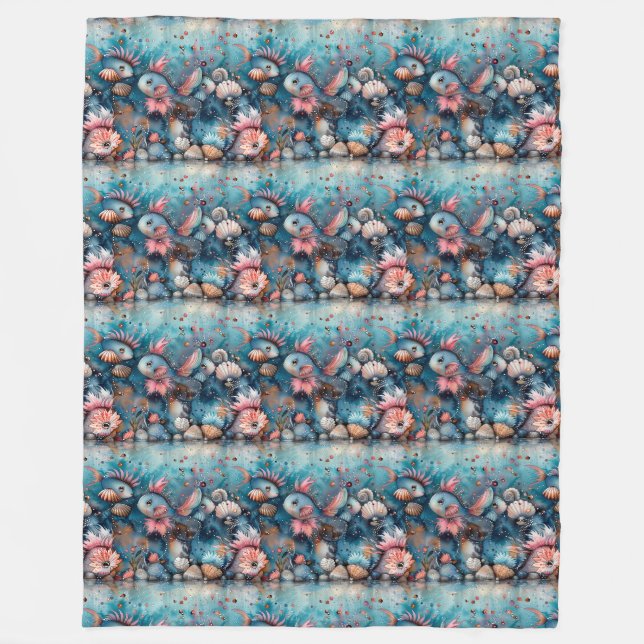 Soapy sea funny fish inhabitants fleece blanket (Front)