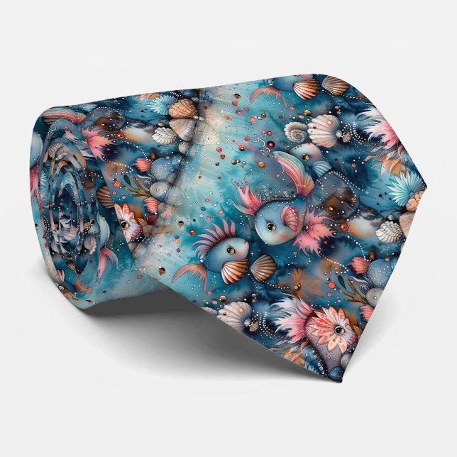 Soapy sea funny fish inhabitants tie (Rolled)