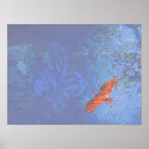 Soar Blue Grunge Poster