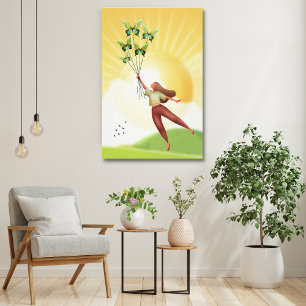 Soar Girl with Butterflies 24"x36" Canvas Art