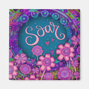 Soar Hearts Fun Pink Floral Inspirivity Magnet